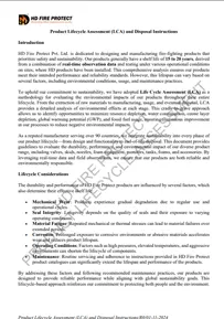 HD PRODUCT LIFECYCLE ASSESSMENT & DISPOSAL INSTRUCTIONS